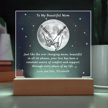 Personalized Acrylic Moon Night Light - Gift for Mama