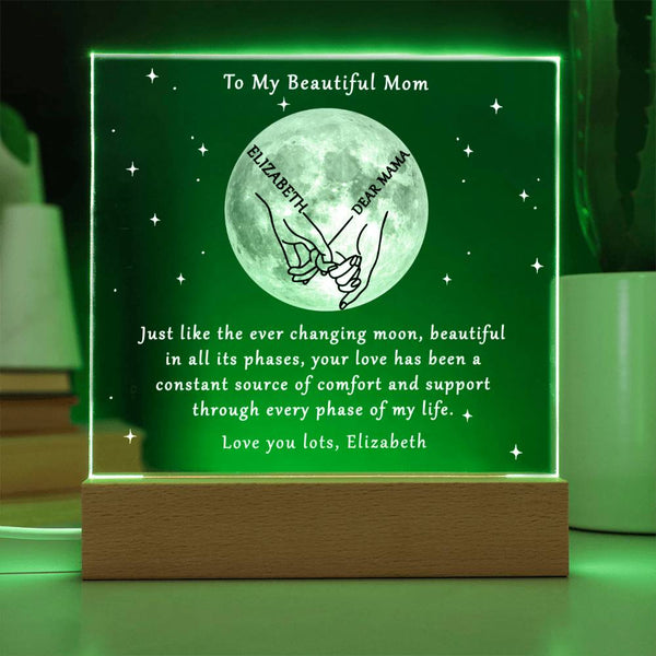 Personalized Acrylic Moon Night Light - Gift for Mama