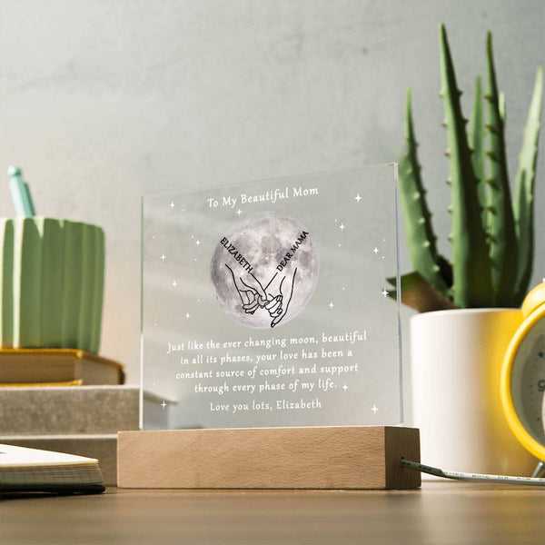 Personalized Acrylic Moon Night Light - Gift for Mama