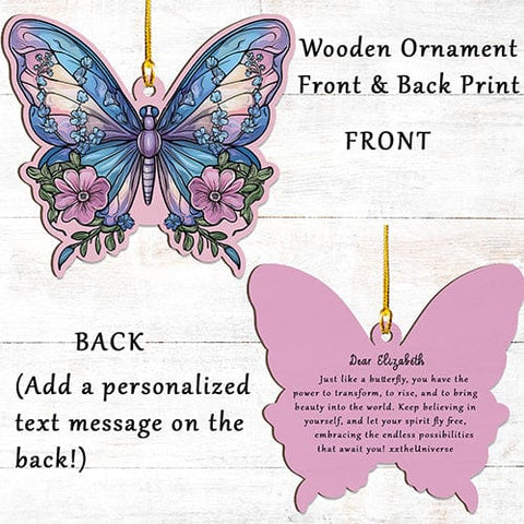 Personalized Ornament Wood 2 side Printed - Mystical Butterfly