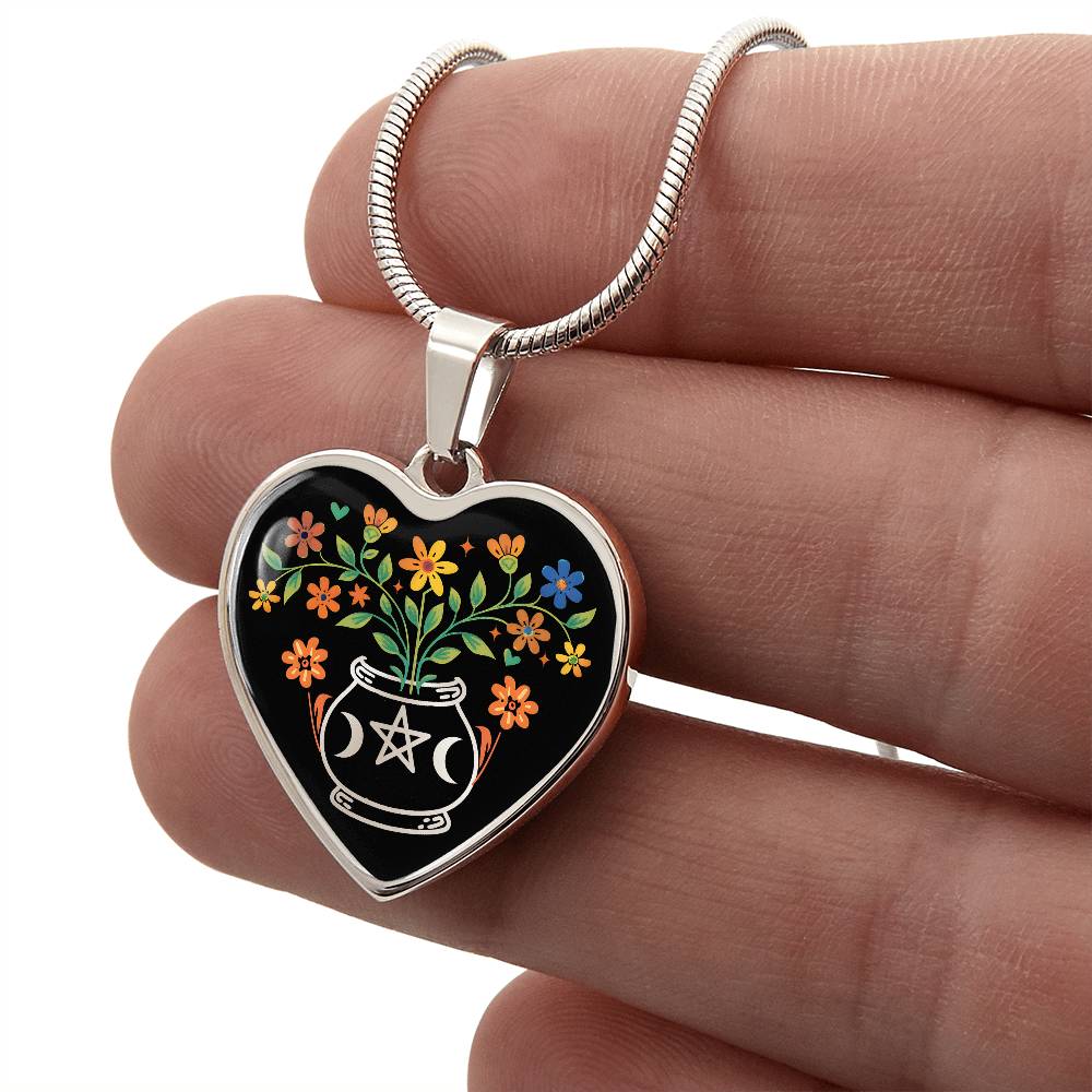 Personalized Heart Necklace - Witch's Cauldron