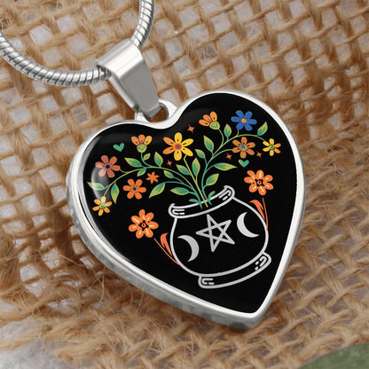 Personalized Heart Necklace - Witch's Cauldron