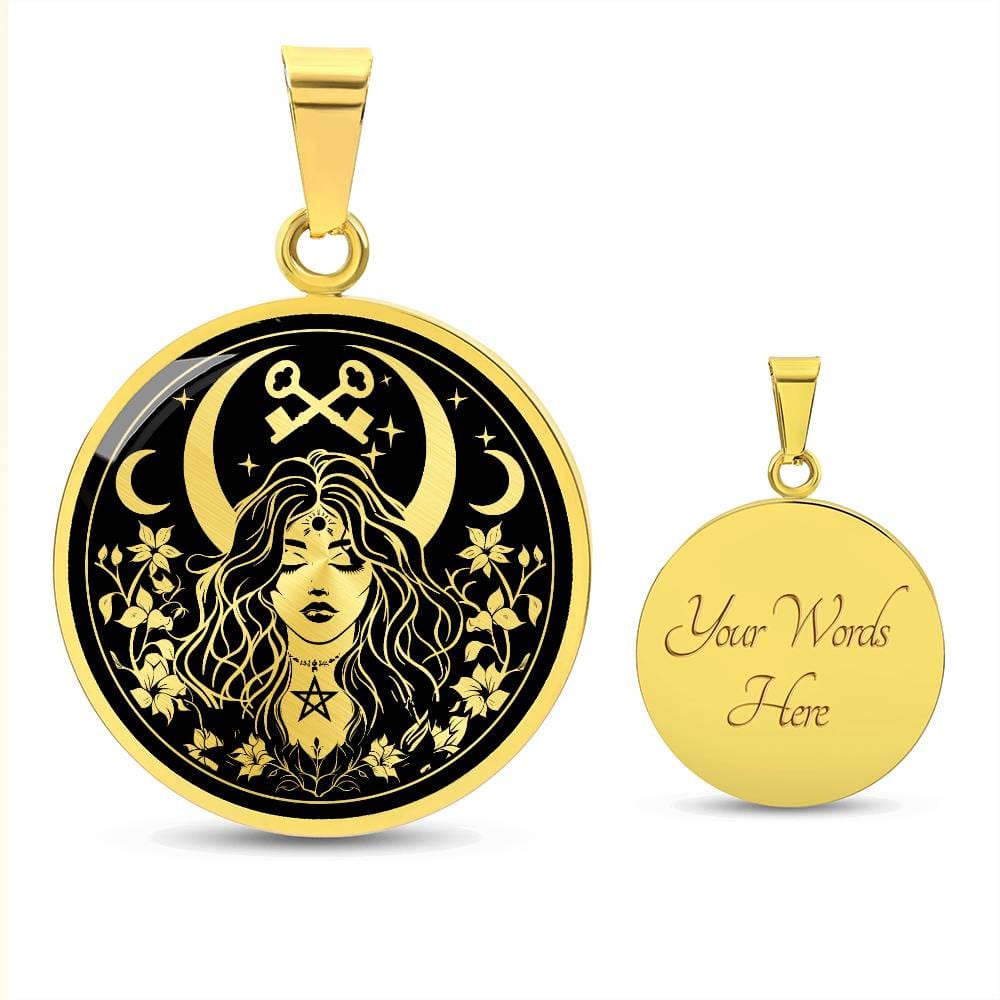 Goddess Hecate Engraved Witch Jewelry 18k Gold Finish