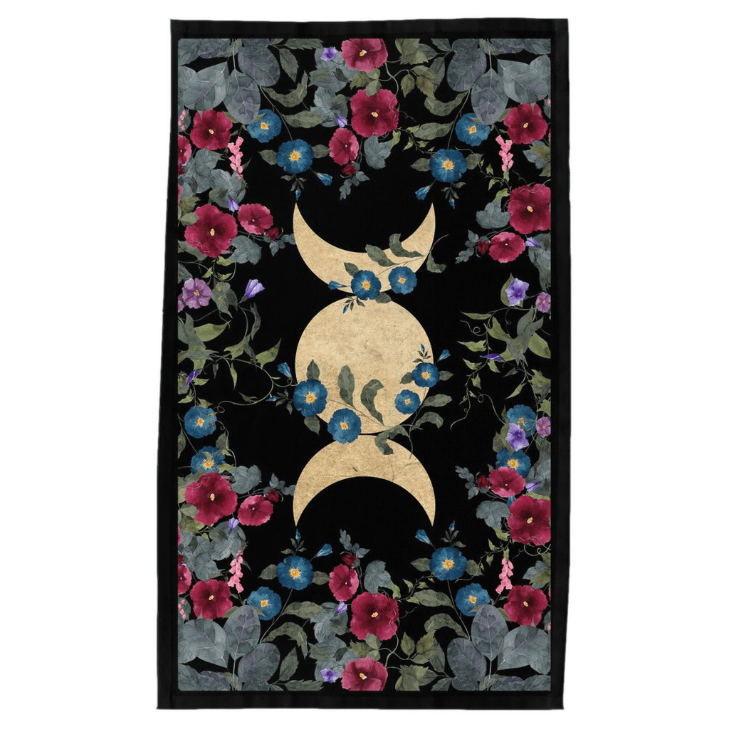 Triple Moon Floral Altar Cloth 18 x 30