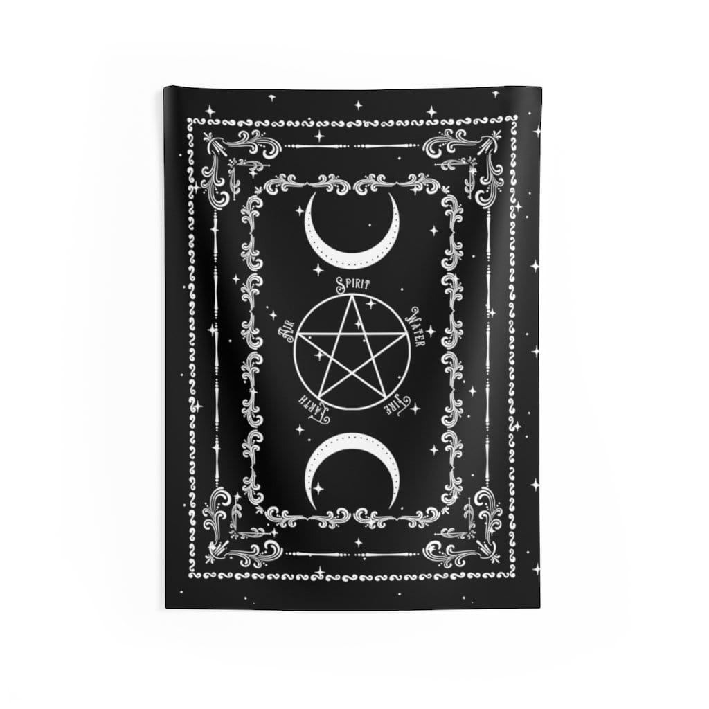 Black Pentacle Tapestry Witchy Decor Gift