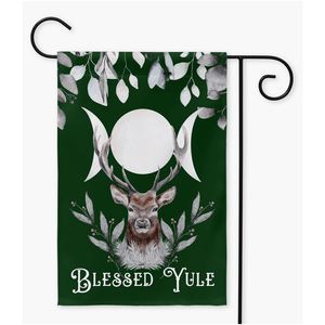 Blessed Yule Yard Flags Green