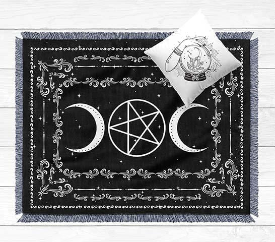 Black Witchcraft Altar Blanket Tapestry
