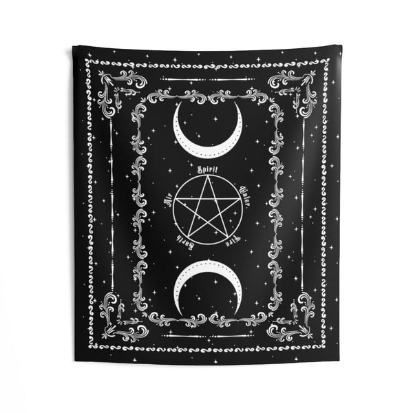 Black Pentacle Tapestry Witch Decor